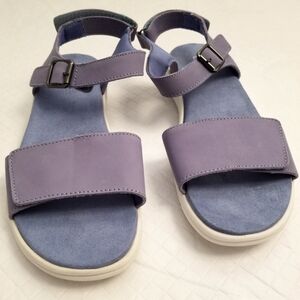 Lands End Womens  Flat Sandals Blue Sling Back Hook & Loop 10 B